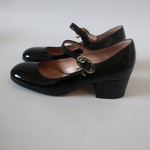 Womens Gianvito Rossi Black Patent Leather Mary Jane Pumps EU34 /US 4 - Picture 2 of 9